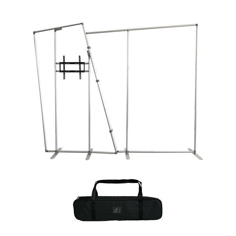 Dual Trapezoid Backdrop with TV Rack