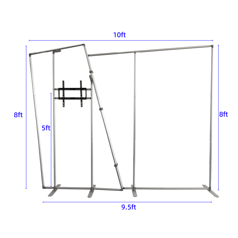 Dual Trapezoid Backdrop with TV Rack